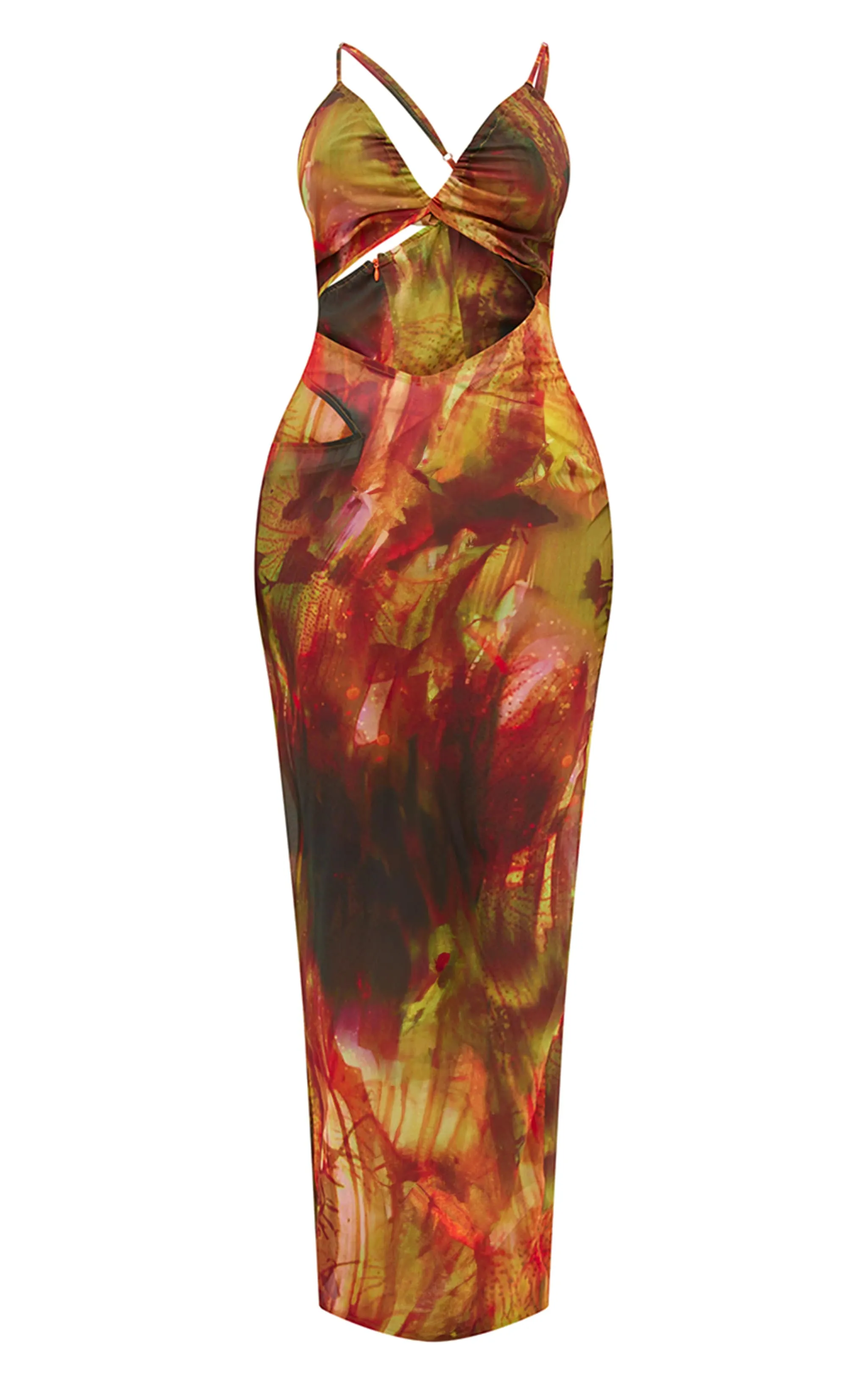 Shape Multi Abstract Print Chiffon Strappy Cut Out Maxi Dress sold by Pretty Little Thing product image thumbnail 5