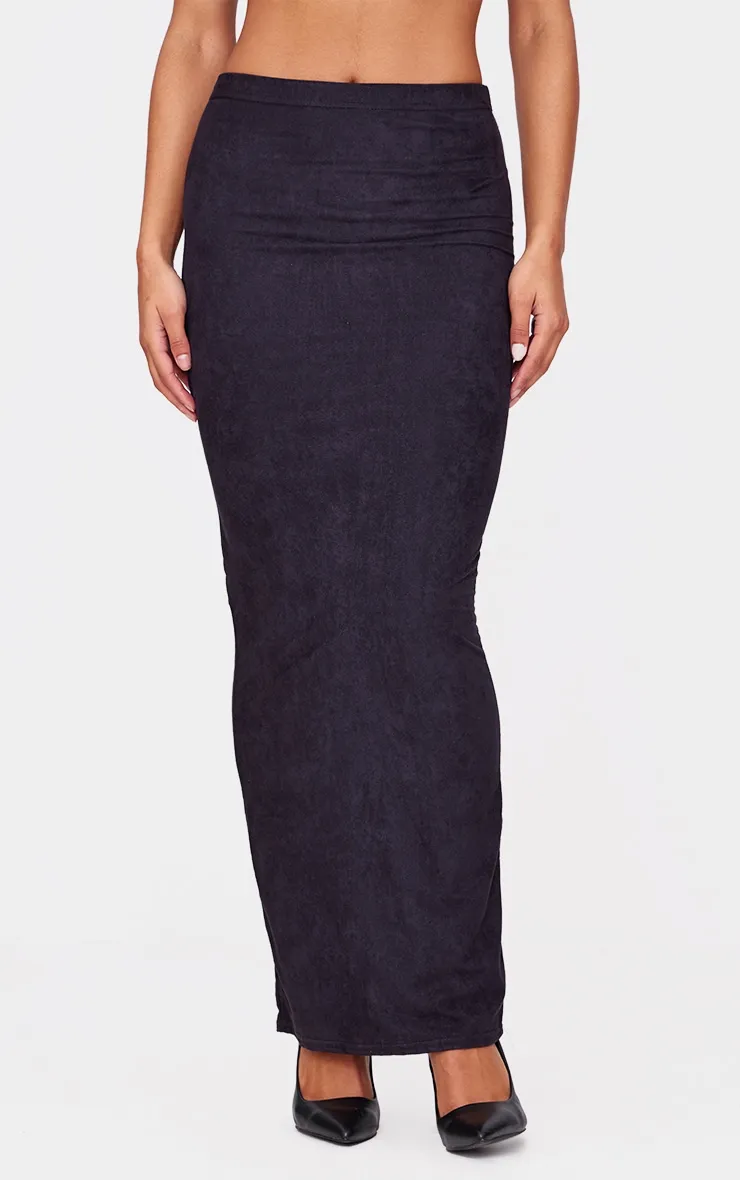 Black Faux Suede Midaxi Skirt sold by Pretty Little Thing product image thumbnail 2