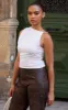 White Slinky Ruched Side Shoulder Detail Top sold by Pretty Little Thing