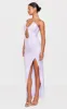 Purple Sequin Tie Neck Cut Out Maxi Dress sold by Pretty Little Thing