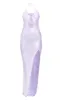 Purple Sequin Tie Neck Cut Out Maxi Dress sold by Pretty Little Thing