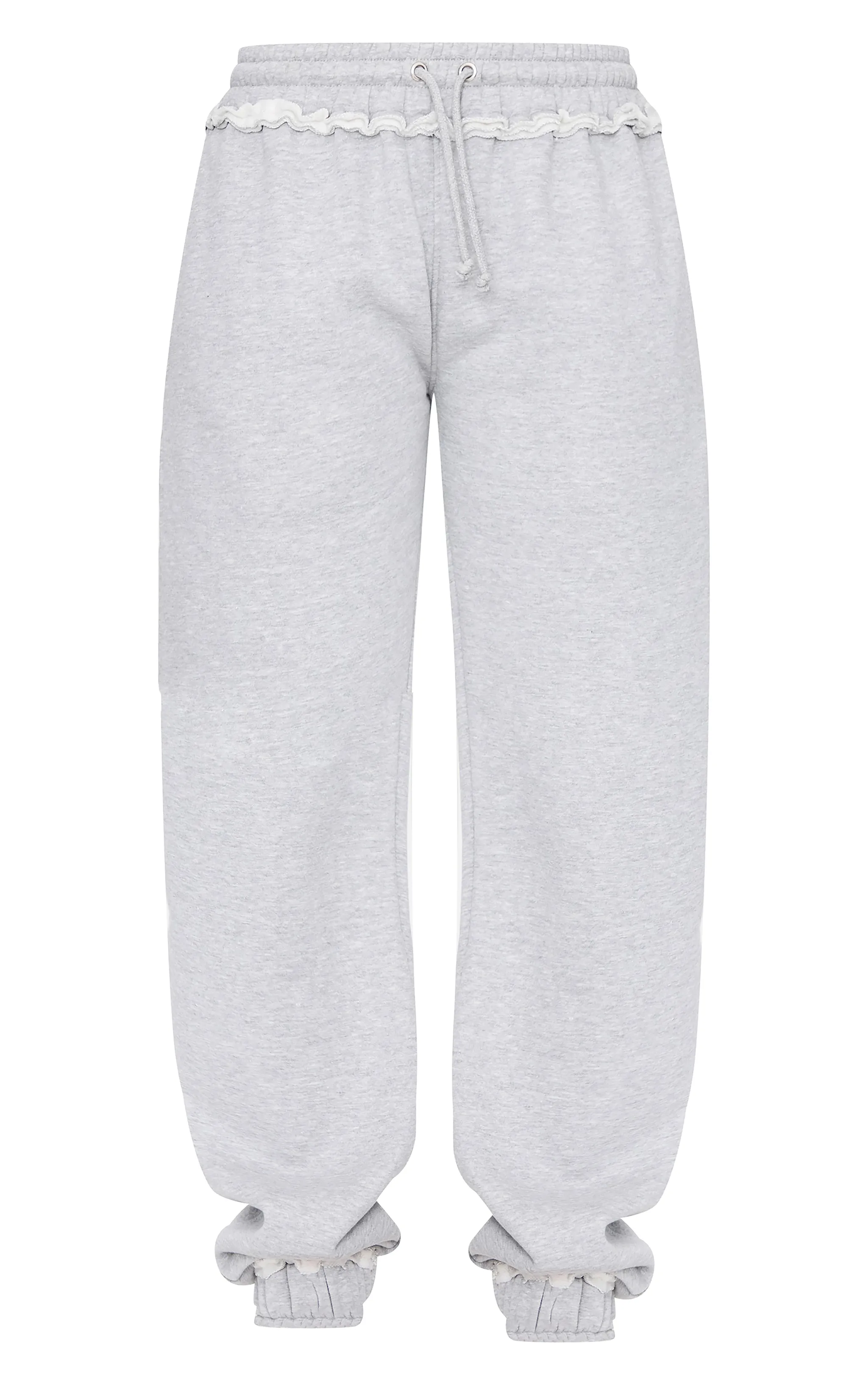 Tall Grey Marl Distressed Waistband Wide Leg Joggers sold by Pretty Little Thing product image thumbnail 5