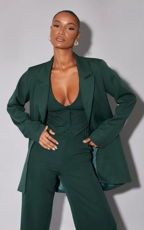 Dark Green Woven Oversized Suit Jacket sold by Pretty Little Thing