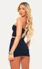 Black Woven Stretch Tailored Bandeau Buckle Top sold by Pretty Little Thing