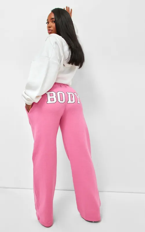  Shape Pink Body Bum Printed Low Rise Wide Leg Joggers sold by Pretty Little Thing