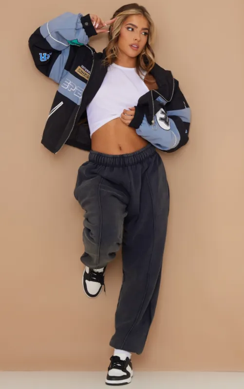 Charcoal Pintuck Detail Oversized Joggers sold by Pretty Little Thing