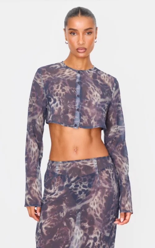 Leopard Print Chiffon Cropped Blouse made by Pretty Little Thing