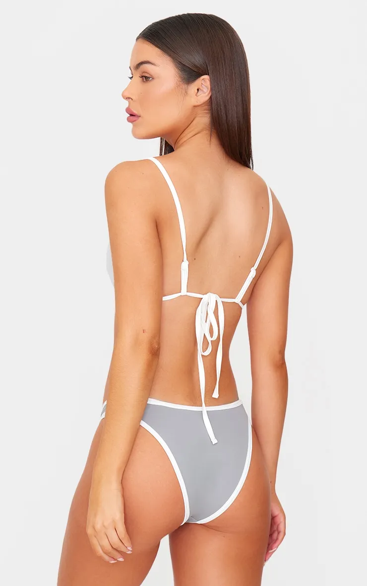 Grey Micro Contrast High Leg Bikini Bottoms sold by Pretty Little Thing product image thumbnail 2