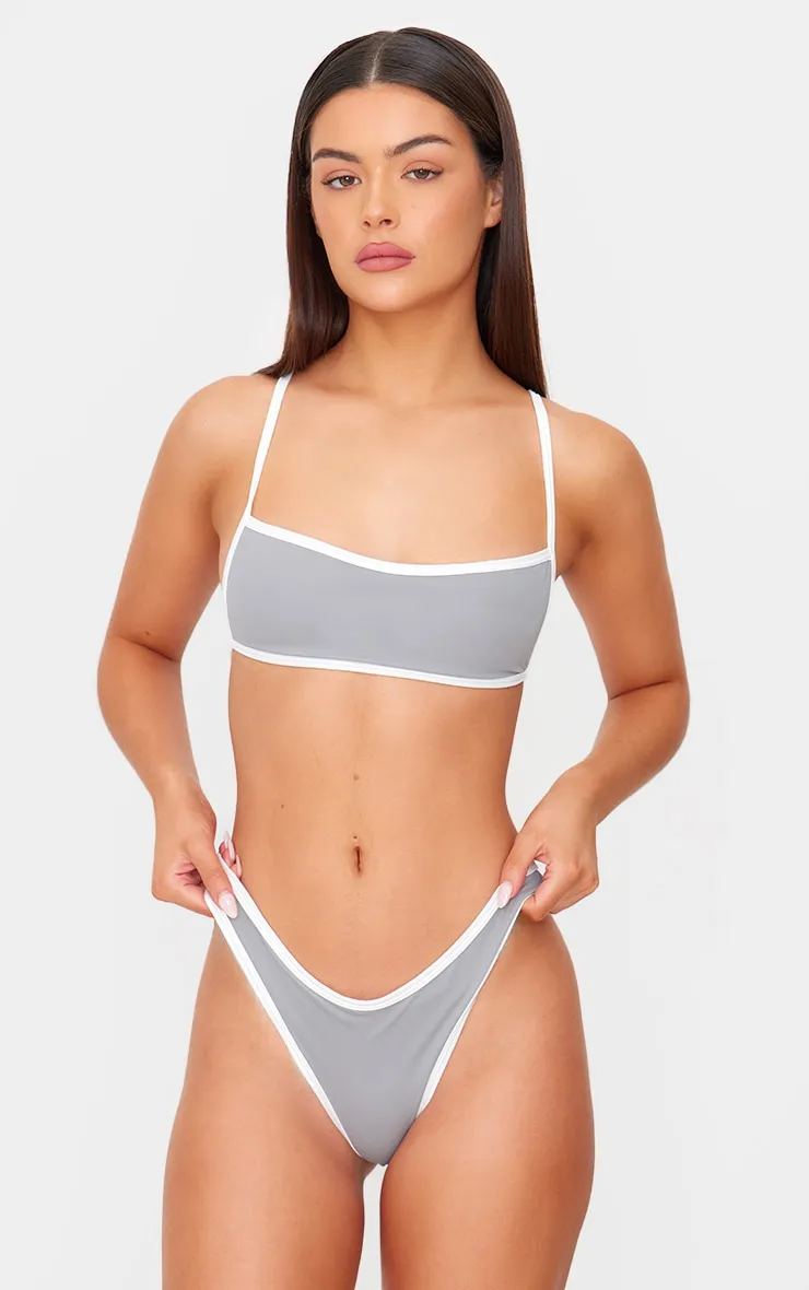 Grey Micro Contrast High Leg Bikini Bottoms sold by Pretty Little Thing product image thumbnail 3
