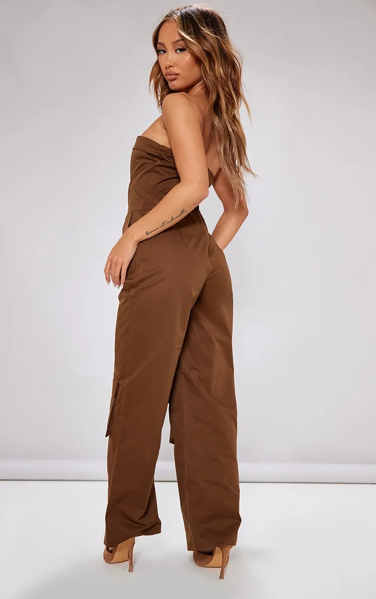 Petite Brown Corset Detail Cargo Jumpsuit sold by Pretty Little Thing product image thumbnail 2