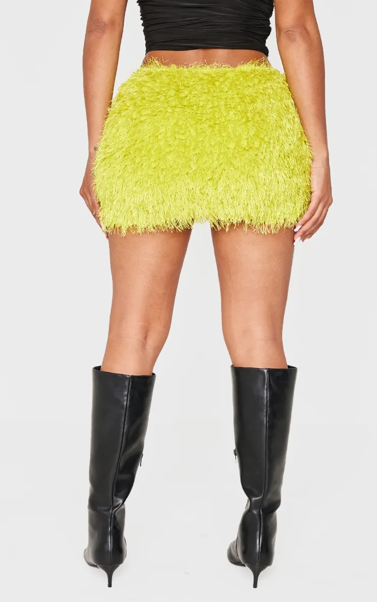 Shape Lime Low Rise Faux Leather Tassle Mini Skirt sold by Pretty Little Thing product image thumbnail 3