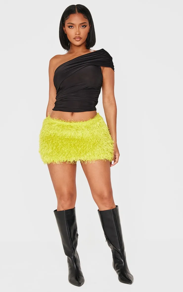 Shape Lime Low Rise Faux Leather Tassle Mini Skirt sold by Pretty Little Thing product image thumbnail 4