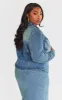 Plus Vintage Wash Zip Up Fitted Denim Jacket sold by Pretty Little Thing