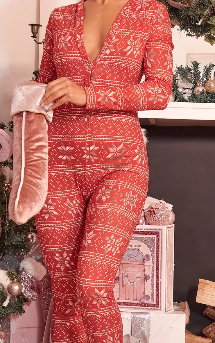 Red Christmas Fairisle Print Onesie sold by Pretty Little Thing product image thumbnail 4