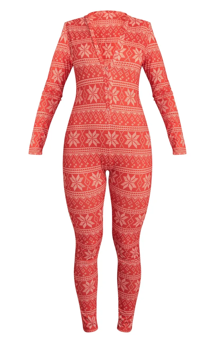 Red Christmas Fairisle Print Onesie sold by Pretty Little Thing product image thumbnail 5