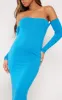 Cobalt Bardot Long Sleeve Knit Maxi Dress sold by Pretty Little Thing