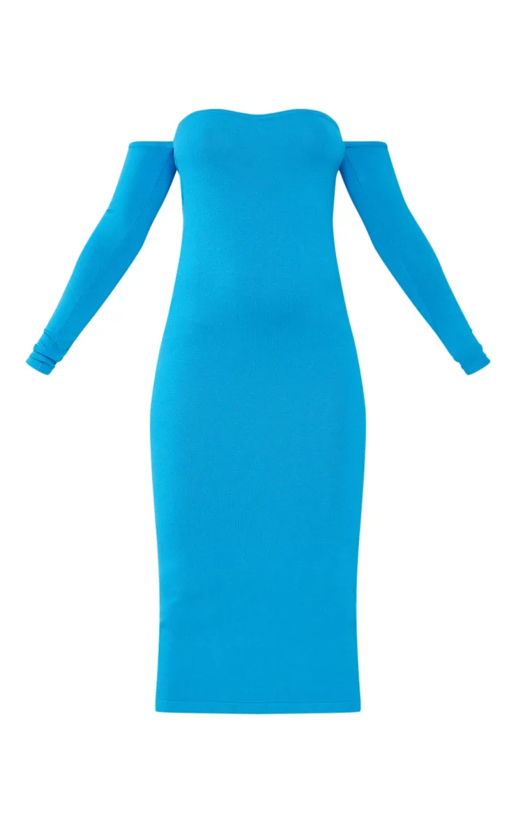 Cobalt Bardot Long Sleeve Knit Maxi Dress sold by Pretty Little Thing product image thumbnail 5