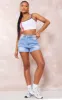 Mid Blue Wash Turn Up Hem Mom Shorts sold by Pretty Little Thing