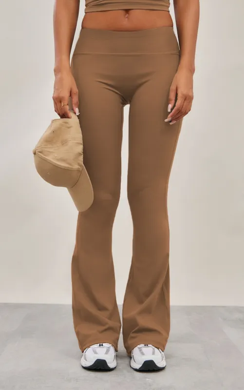 Caramel Sculpt High Waist Flare Yoga Pants sold by Pretty Little Thing