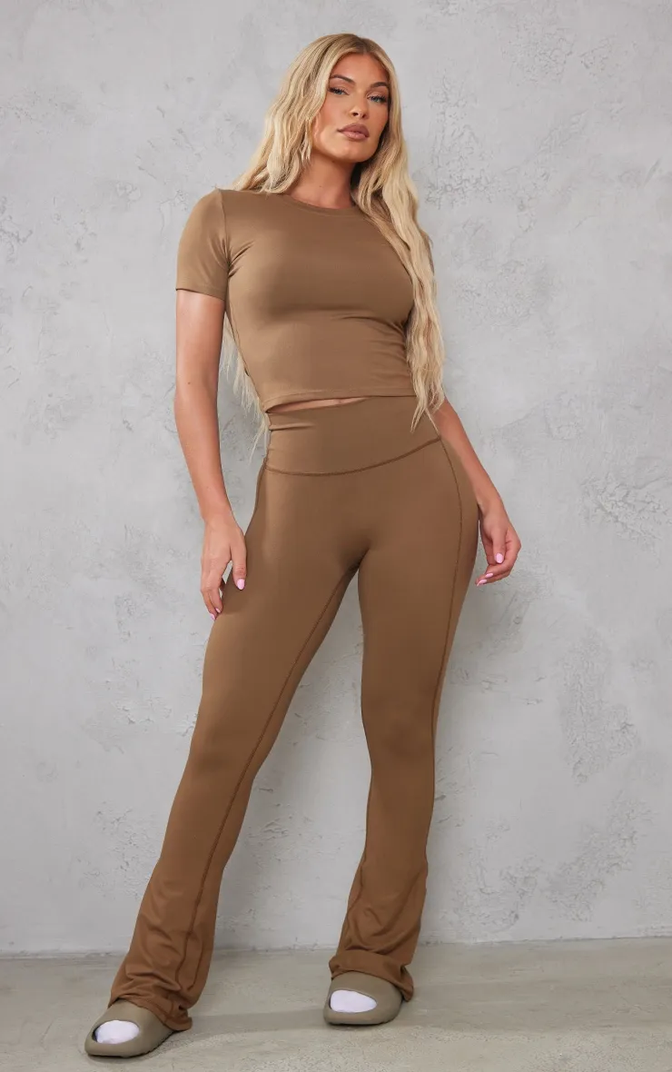 Caramel Sculpt High Waist Flare Yoga Pants sold by Pretty Little Thing product image thumbnail 2