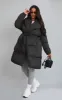 Maternity Black Oversized Collar Belted Longline Puffer Coat sold by Pretty Little Thing