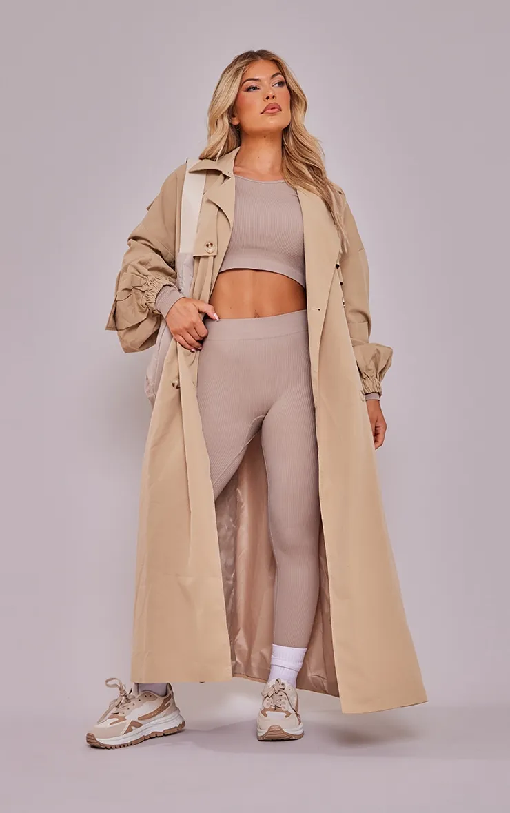 Camel Cargo Pocket Detail Oversized Trench Coat sold by Pretty Little Thing product image thumbnail 3