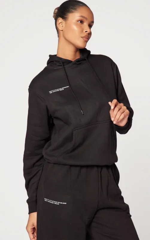 PRETTYLITTLETHING Logo Black Est 2012 Oversized Fit Hoodie sold by Pretty Little Thing