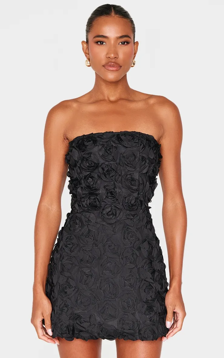 Black Floral Ruffle A-line Dress sold by Pretty Little Thing product image thumbnail 3