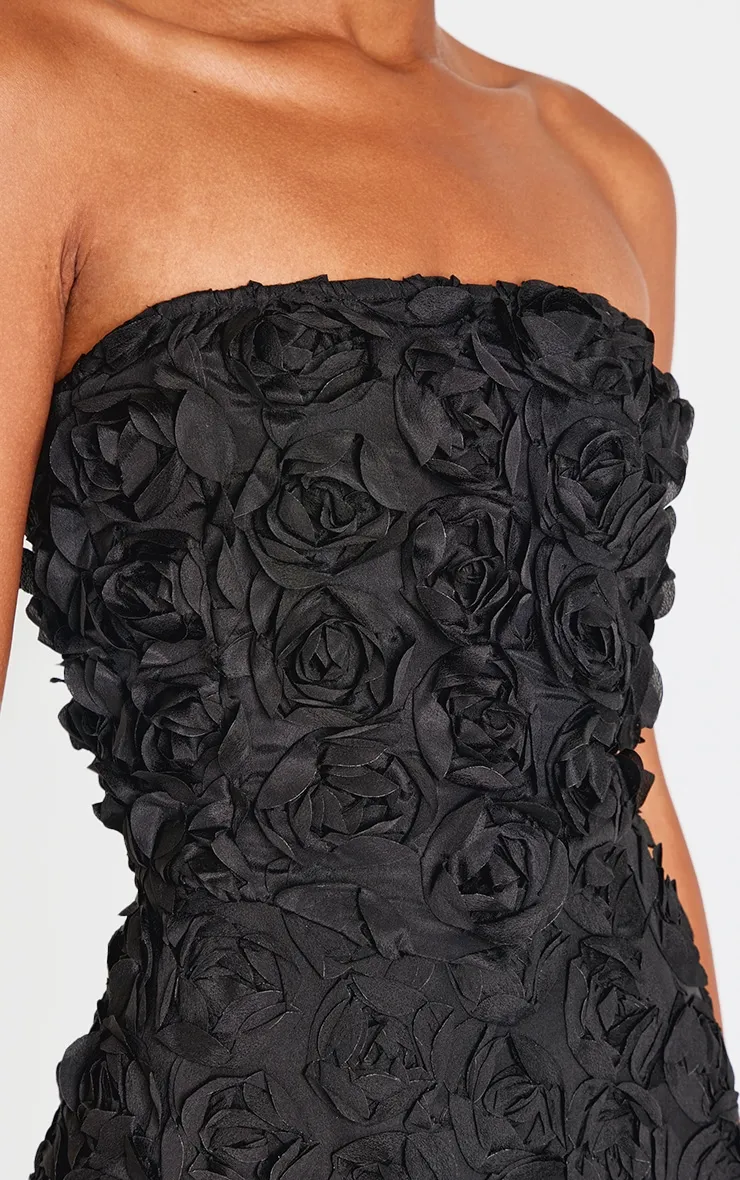 Black Floral Ruffle A-line Dress sold by Pretty Little Thing product image thumbnail 4