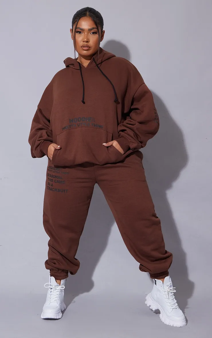 PRETTYLITTLETHING Plus Chocolate Slogan Print Joggers sold by Pretty Little Thing