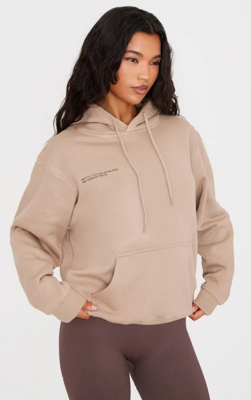 PRETTYLITTLETHING Mocha Established 2012 Oversized Hoodie sold by Pretty Little Thing