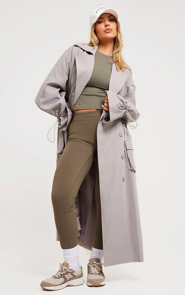 Grey Ruched Toggle Detail Trench Coat sold by Pretty Little Thing product image thumbnail 2