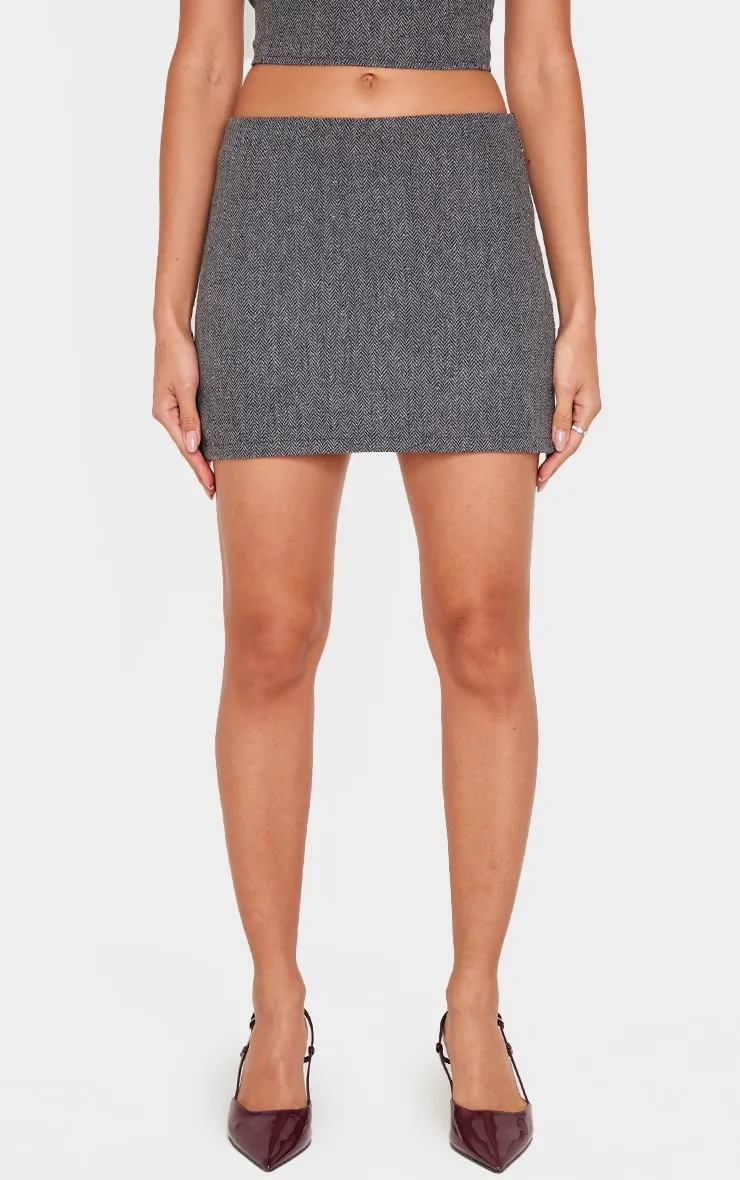 Charcoal Herringbone Micro Mini Skirt sold by Pretty Little Thing product image thumbnail 2