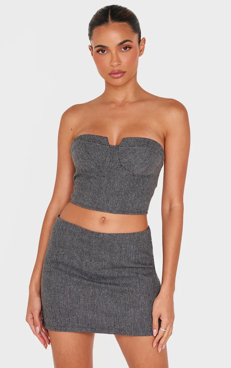 Charcoal Herringbone Micro Mini Skirt sold by Pretty Little Thing product image thumbnail 4