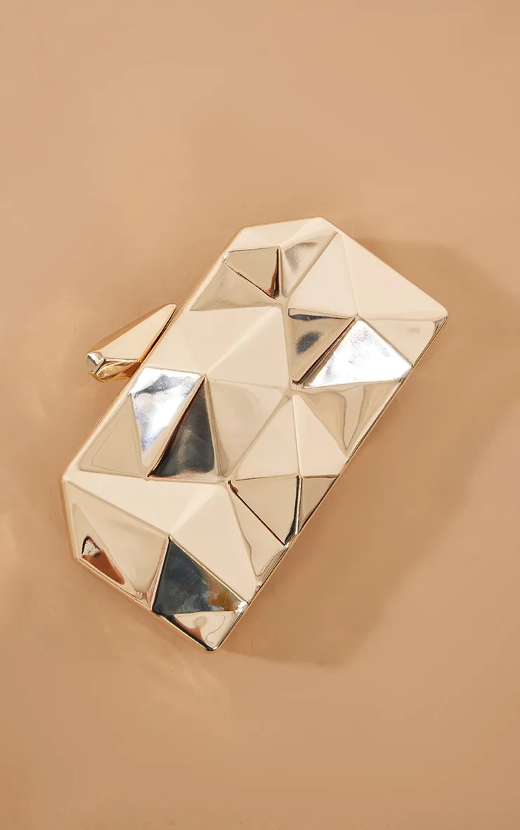 Gold Geometric Box Clutch sold by Pretty Little Thing product image thumbnail 2