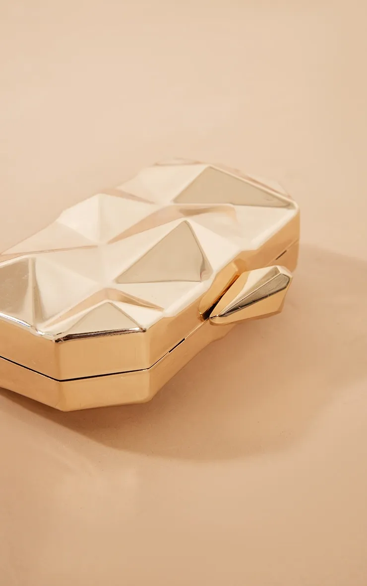 Gold Geometric Box Clutch sold by Pretty Little Thing product image thumbnail 4