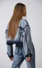 Indigo Blue Wash Contrast Edge Washed Down Cropped Denim Jacket sold by Pretty Little Thing