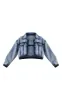 Indigo Blue Wash Contrast Edge Washed Down Cropped Denim Jacket sold by Pretty Little Thing