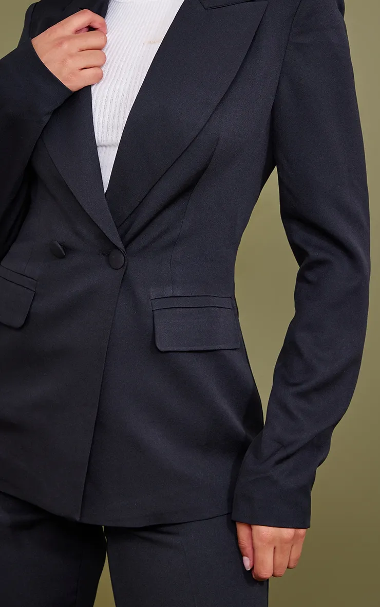 Black Woven Pocket Detail Double Breasted Blazer sold by Pretty Little Thing product image thumbnail 4