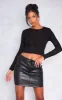 Tall Black Faux Leather Belted Micro Mini Skirt sold by Pretty Little Thing