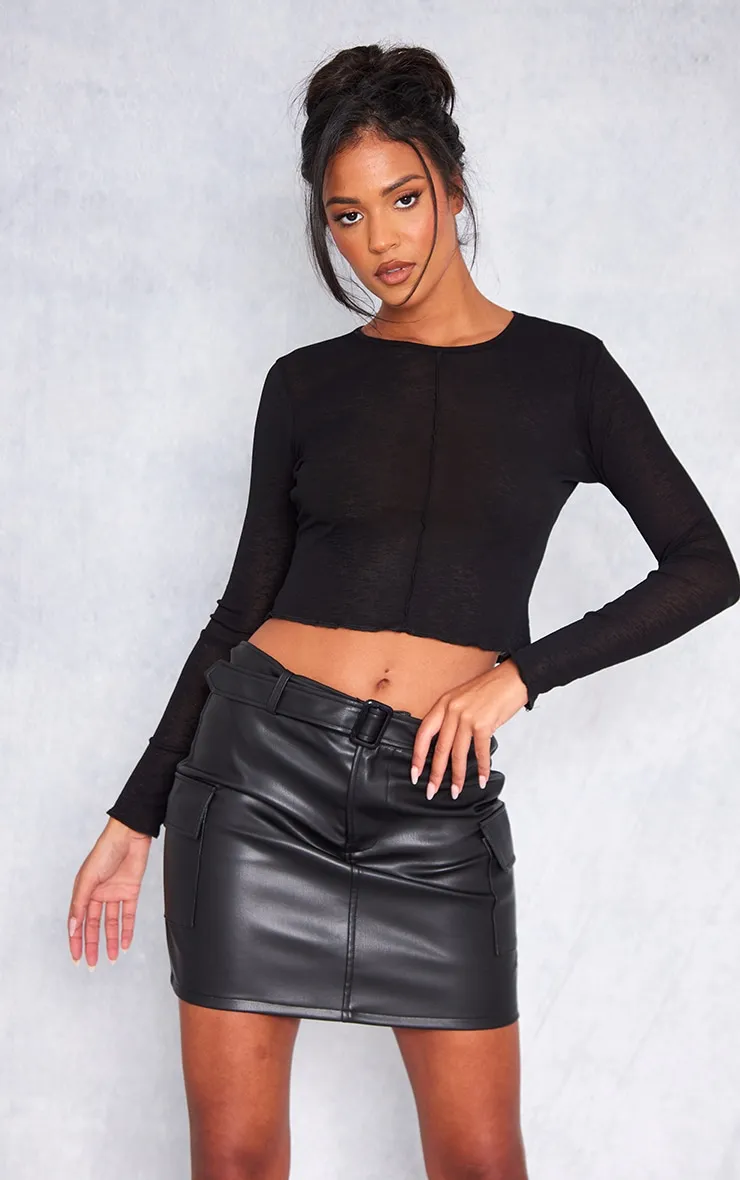 Tall Black Faux Leather Belted Micro Mini Skirt sold by Pretty Little Thing product image thumbnail 5