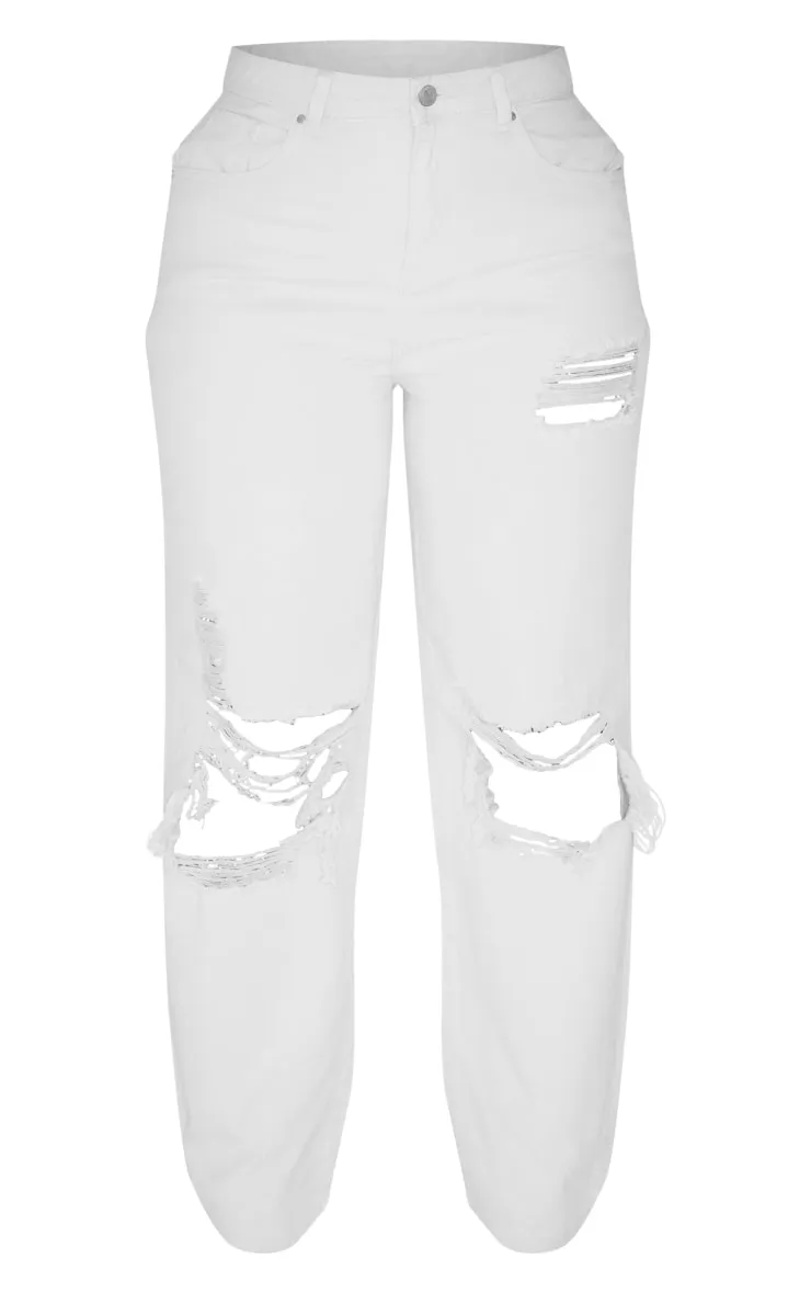 PRETTYLITTLETHING Shape Stone Extreme Rip Wide Leg Jeans sold by Pretty Little Thing product image thumbnail 5