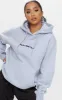 PRETTYLITTLETHING Petite Grey Marl Oversized Embroidered Hoodie sold by Pretty Little Thing