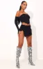 Black Stretch Woven Extreme Split Hem Micro Mini Skirt sold by Pretty Little Thing
