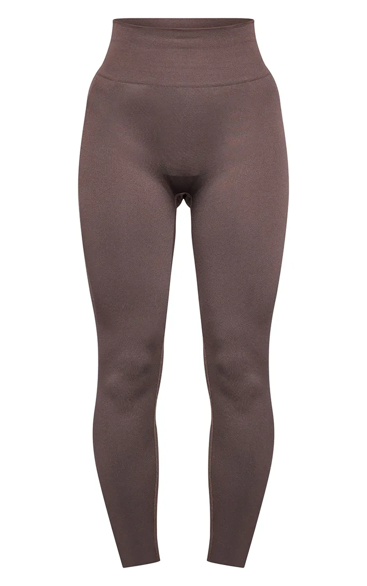Espresso Basic Seamless High Waist Gym Leggings sold by Pretty Little Thing product image thumbnail 5