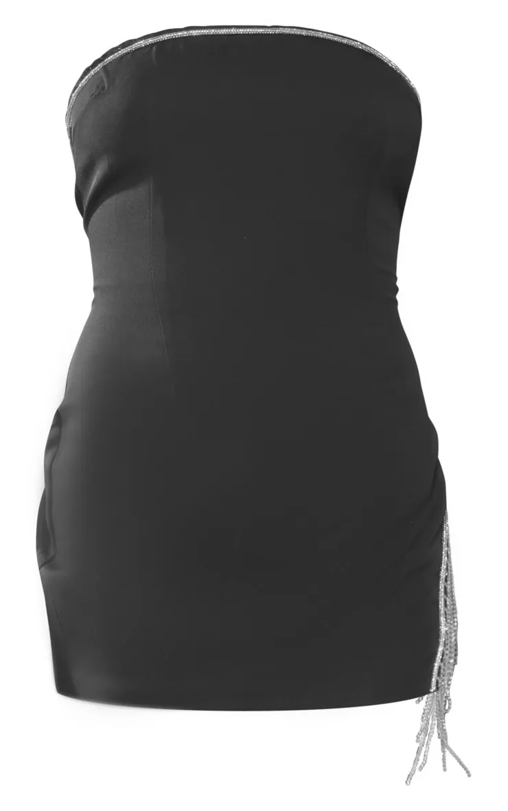 Black Woven Diamante Trim Bandeau Mini Dress sold by Pretty Little Thing product image thumbnail 5