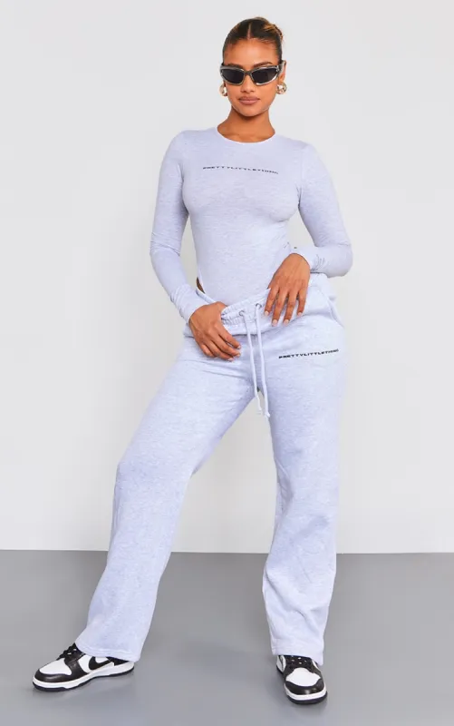 PRETTYLITTLETHING Ash Grey Logo Straight Leg Joggers sold by Pretty Little Thing