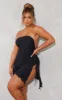 Shape Black Slinky Bandeau Ruched Side Frill Hem Bodycon Dress sold by Pretty Little Thing