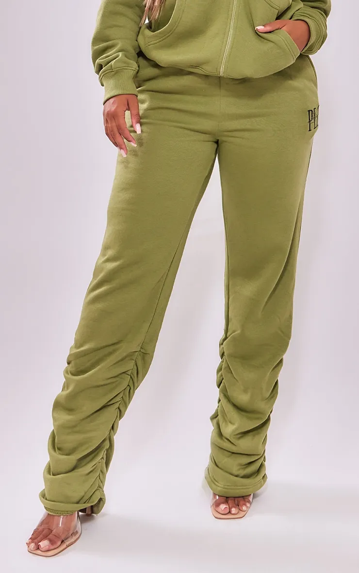 PRETTYLITTLETHING Shape Khaki Embroidered Ruched Leg Joggers sold by Pretty Little Thing product image thumbnail 2