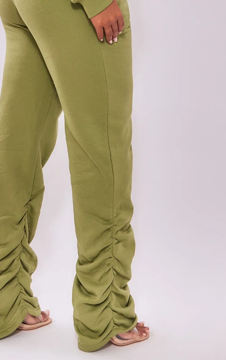 PRETTYLITTLETHING Shape Khaki Embroidered Ruched Leg Joggers sold by Pretty Little Thing product image thumbnail 4